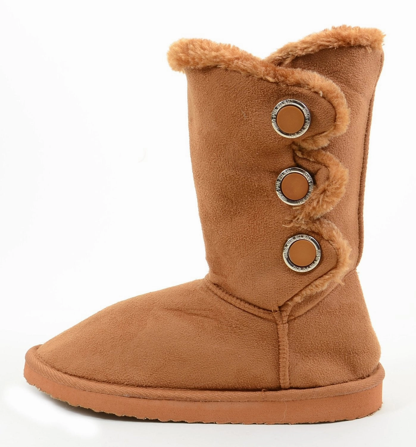 Rain Boot Outfits Furry Button Flat Black Tan or Brown Vegan Suede Women's Warm Slipper Boots