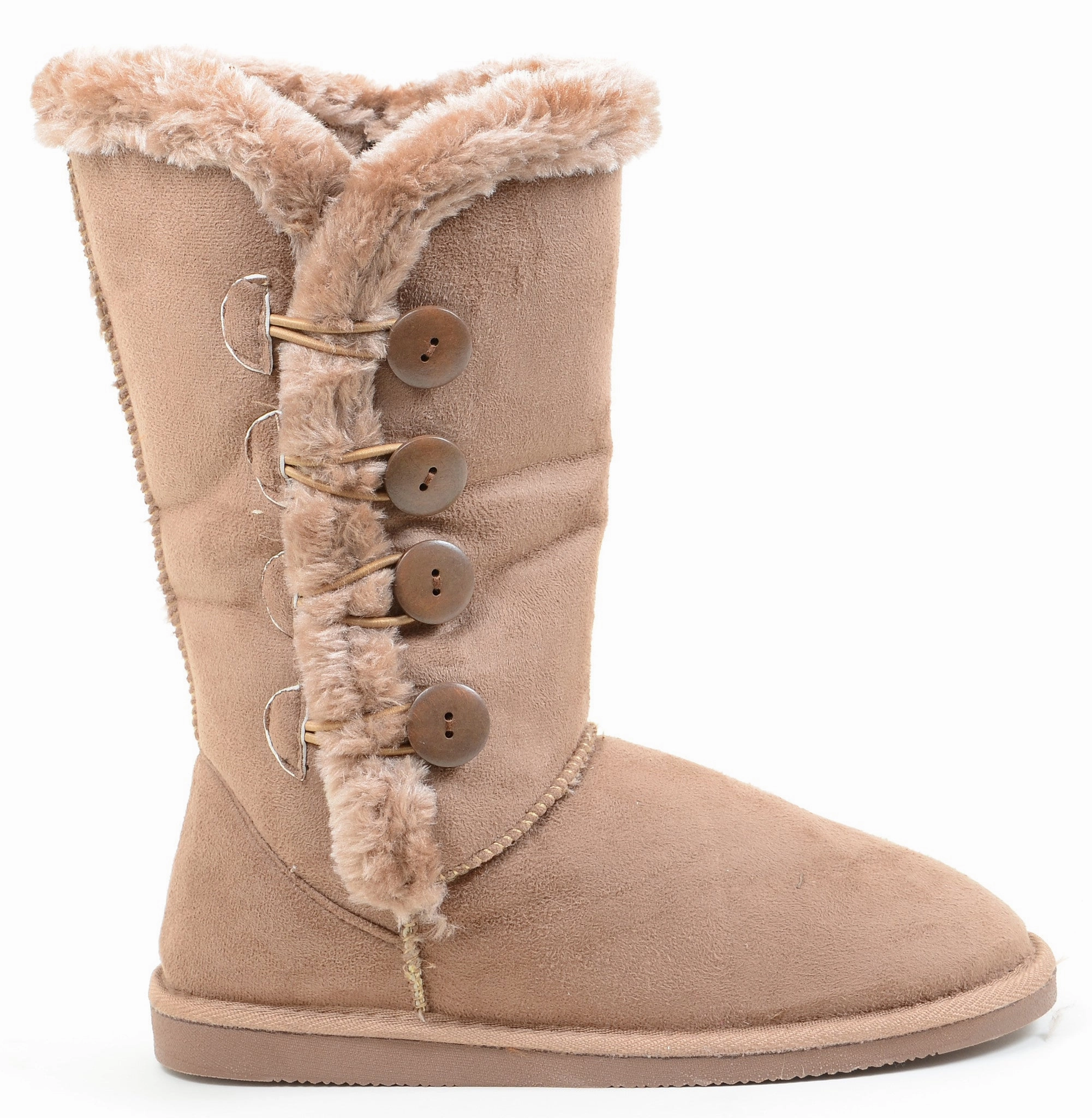 Furry Button Flat Vegan Suede Women's Warm Boots Jeffrey Campbell Stormy Rain Boot