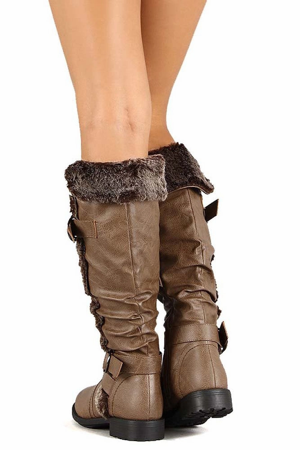 Banned Adidas Running Shoes Furry Cuff Vegan Leather Knee High Slouch Rider Boots