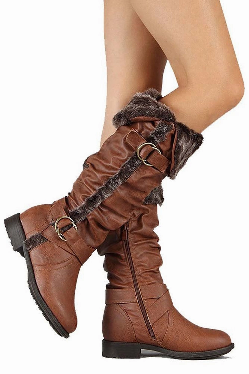 Furry Cuff Vegan Leather Knee High Slouch Rider Boots Adidas Predator Tennis Shoes