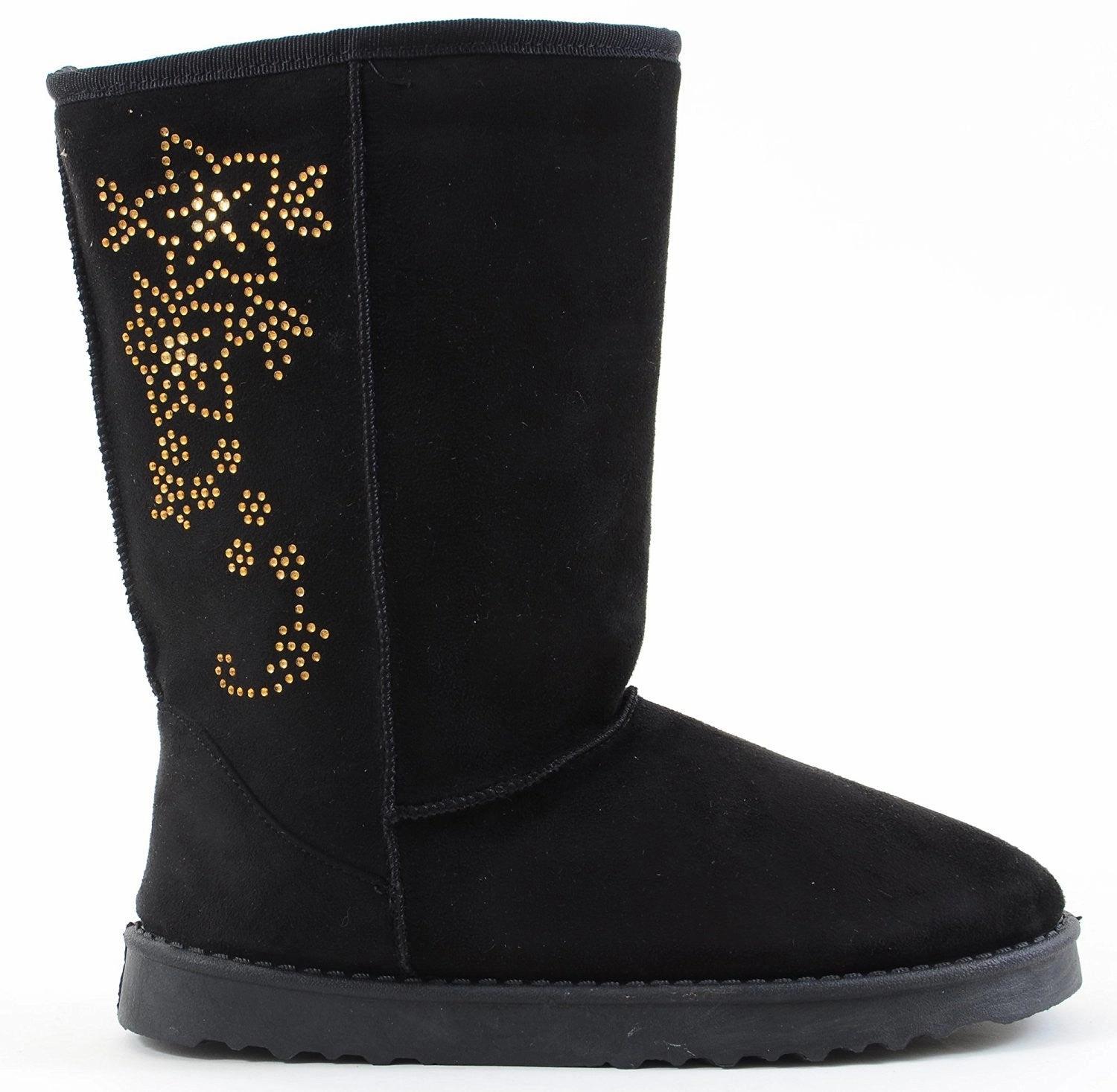Furry Vegan Shearling Suede Fleece Women's Flat Boot Ugg Rain Boots With Fur Inside