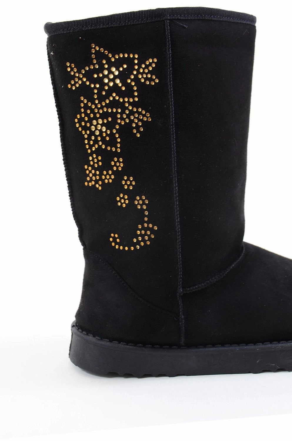 Butterfly Rain Boots Furry Vegan Shearling Suede Fleece Women's Flat Boot