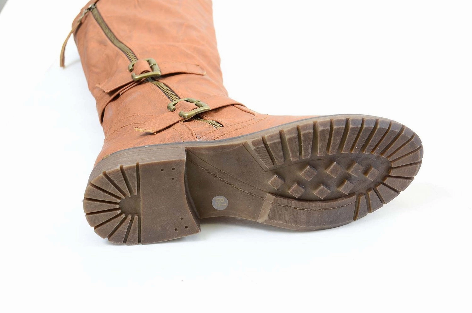 Uggs Rain Boots Tan Riding Double Ankle Strap Knee-high Women's Vegan Biker Boots