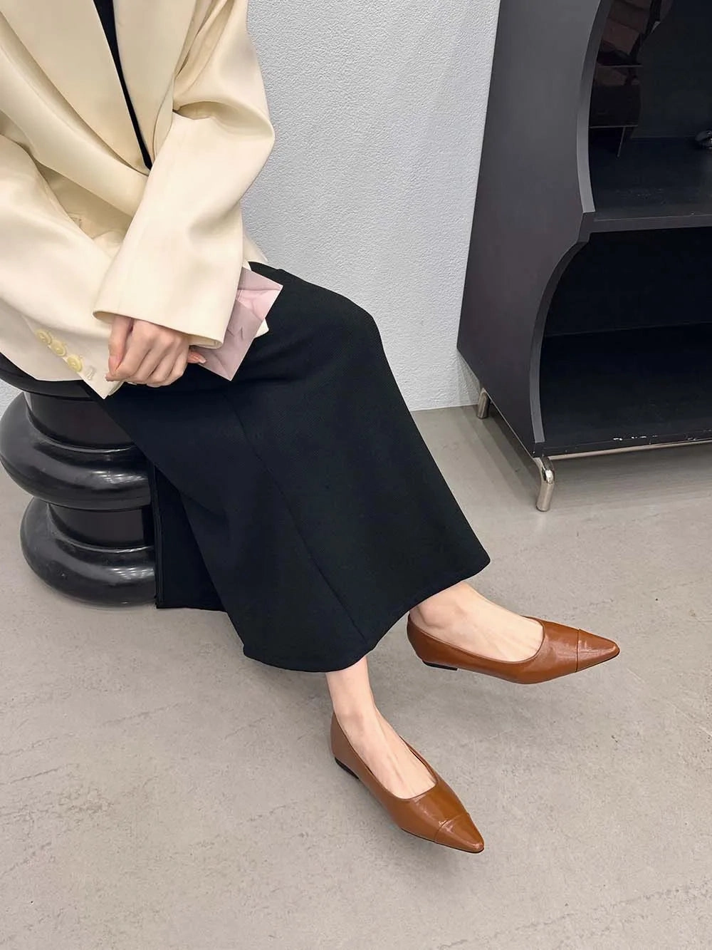 binfenxie  -  Pointed Toe Women Flats Loafers 2024 New Arrivals Black Brown Beige Red Autumn Dress Shoes Woman Party Loafers Mules Size 35-39 Emme Parsons Danielle Loafers