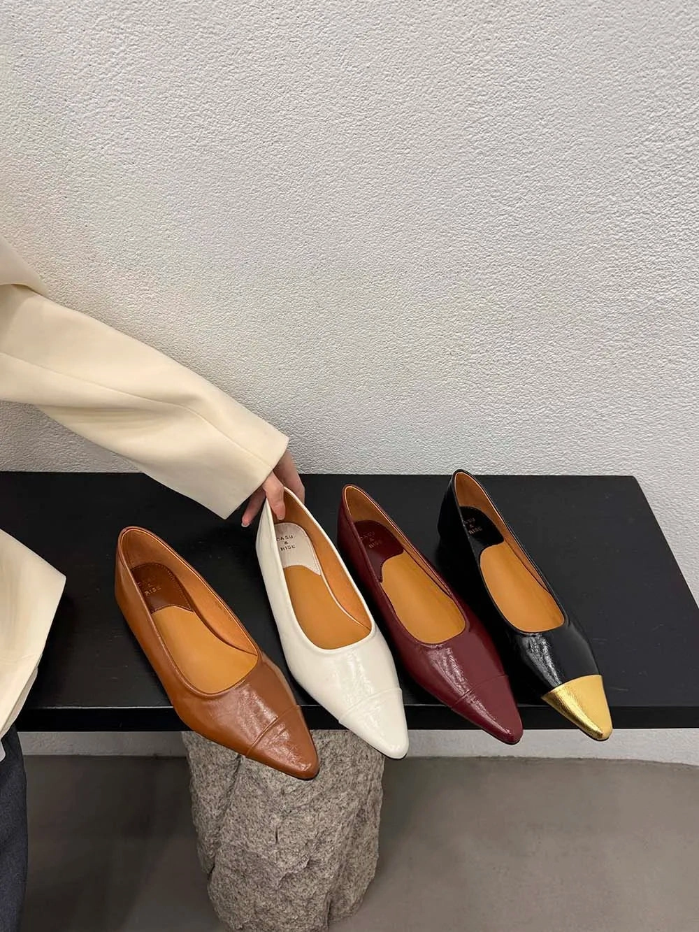 binfenxie  -  Pointed Toe Women Flats Loafers 2024 New Arrivals Black Brown Beige Red Autumn Dress Shoes Woman Party Loafers Mules Size 35-39 Loafers Leather Brown