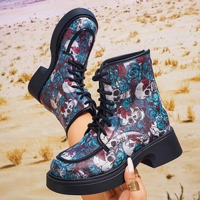 Women's Graffiti Printed Thick Heel Thick Soled Martin Boots 65285320C Adidas Running Shoes Price 100 Euros