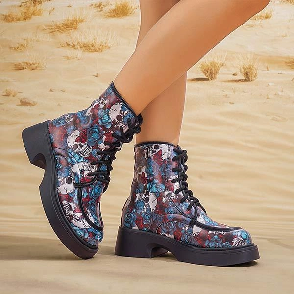 Adidas Baseball & Softball Shoes Women's Graffiti Printed Thick Heel Thick Soled Martin Boots 65285320C