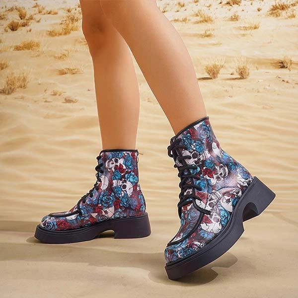 Adidas Jane Shoes Women's Graffiti Printed Thick Heel Thick Soled Martin Boots 65285320C