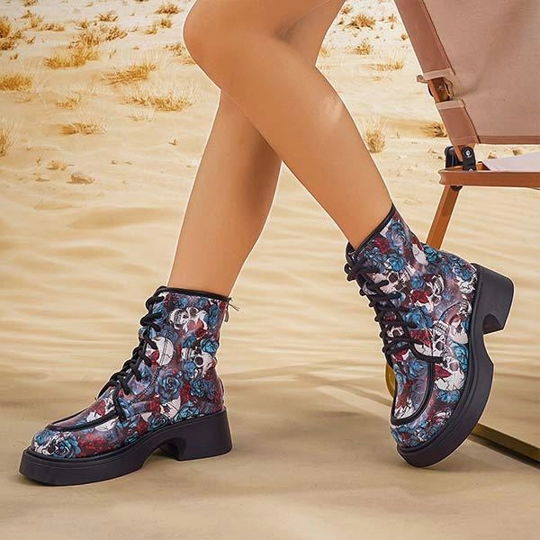 Cow Print Adidas Shoes Women's Graffiti Printed Thick Heel Thick Soled Martin Boots 65285320C