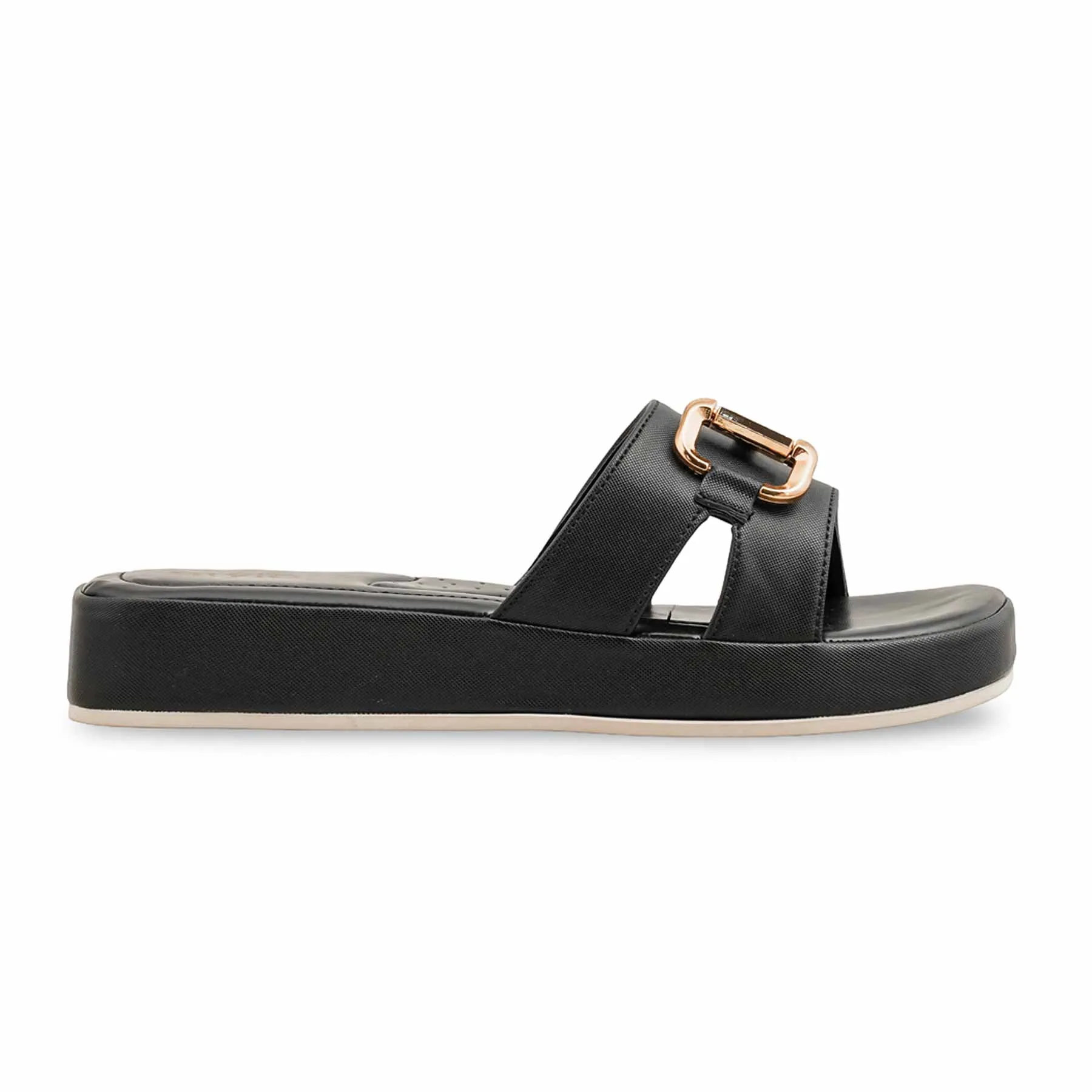 Black Formal Slipper For Ladies PU0426 Sustainable Slides