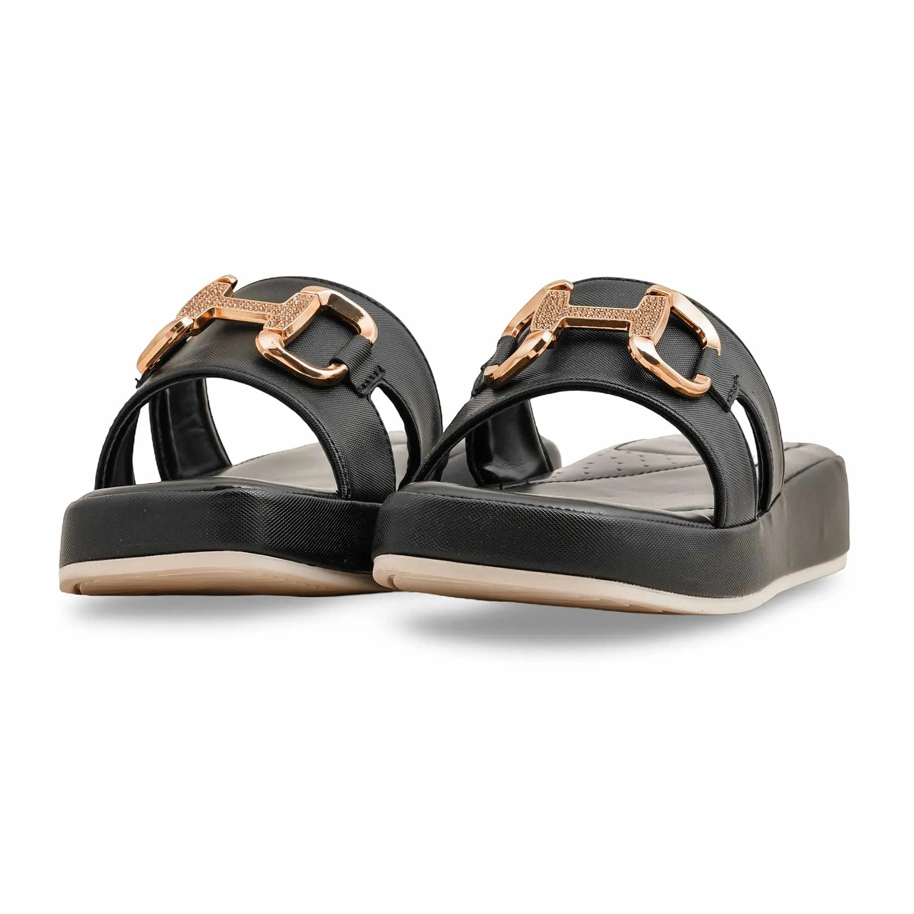 Black Formal Slipper For Ladies PU0426 Boiled Wool Slippers