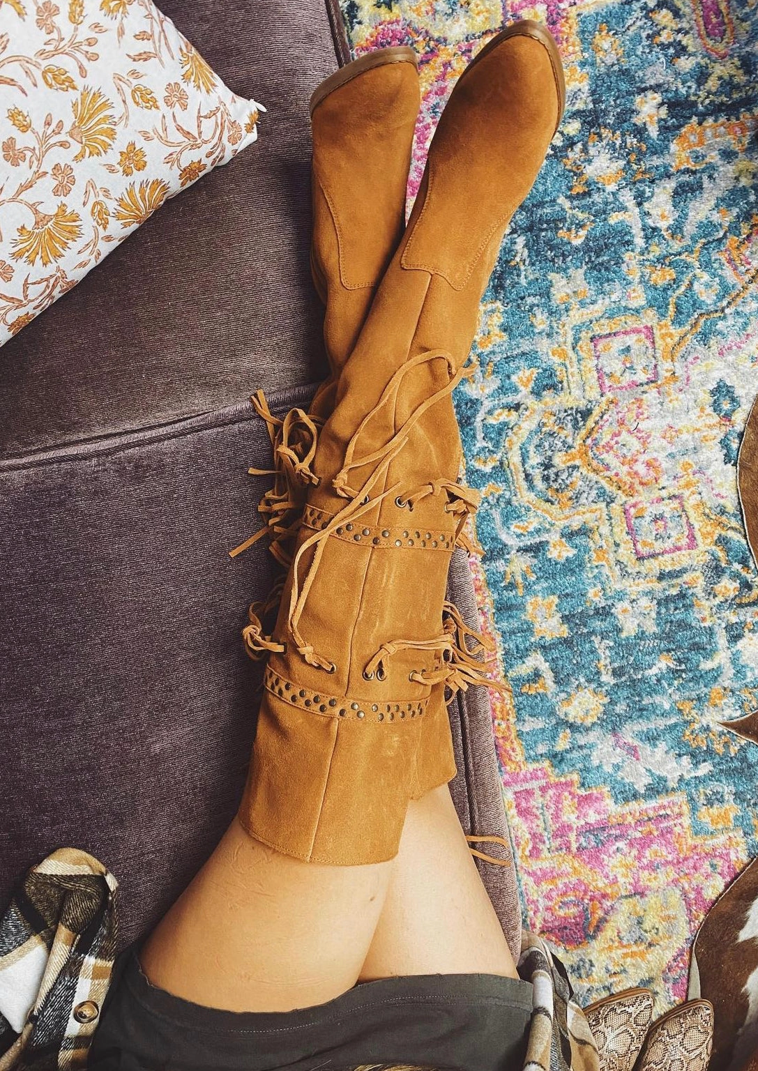 Witchy Woman Whiskey Leather Fringe Boots (DS) Palace And Adidas Shoes