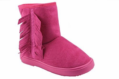 Girls BTF-07K Suede Fringe Cozy Lined Boots Best Basketball Shoes Adidas
