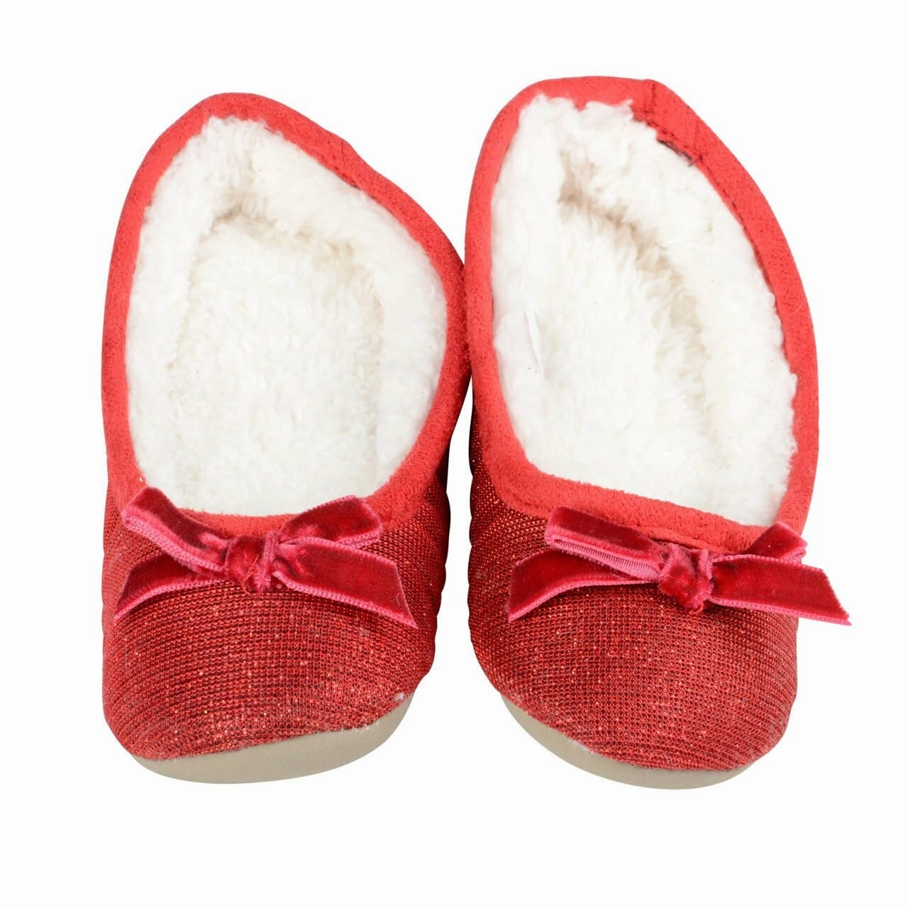 Faux Shearling Slippers Girls Sparkle Effect Ballet Slippers Assorted Colours