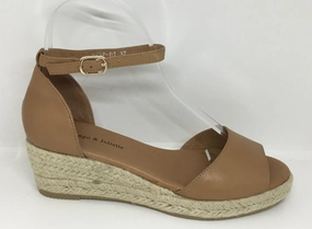 Alluring Appeal Quick Spark Django & Juliette Skip Tan Leather Espadrille Wedge