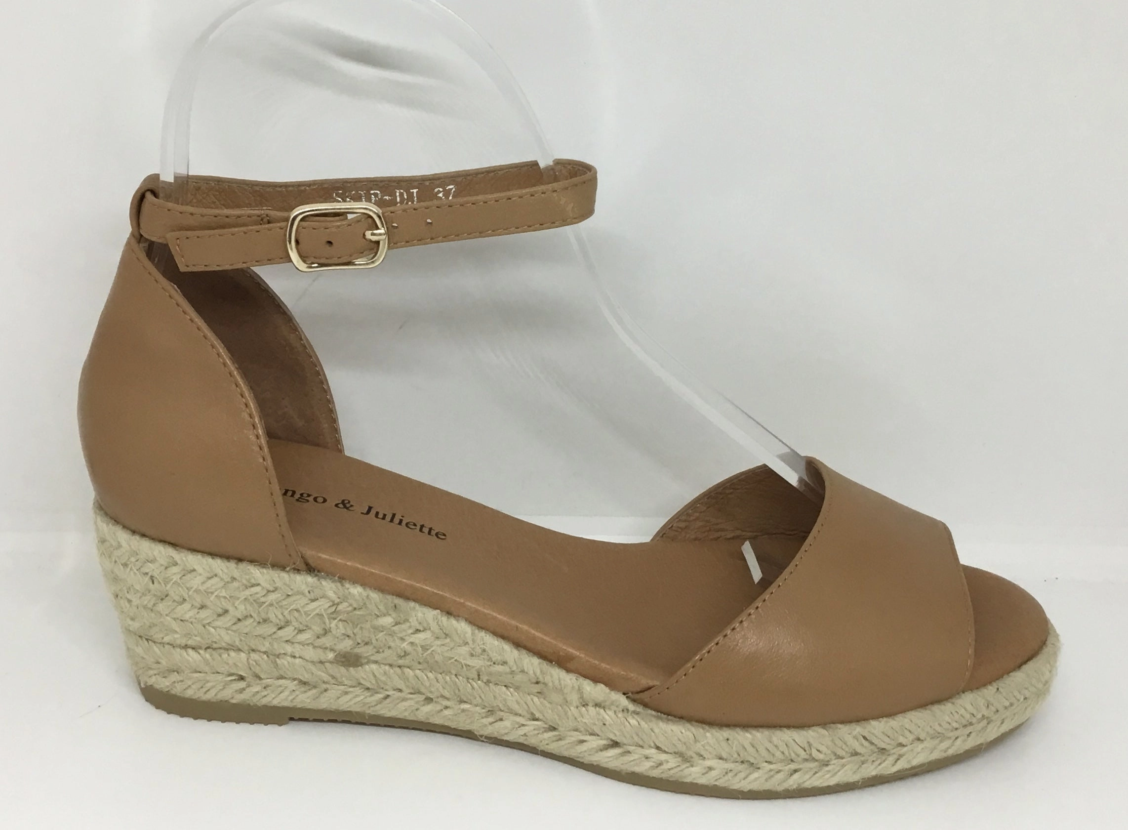 Alluring Appeal Quick Spark Django & Juliette Skip Tan Leather Espadrille Wedge