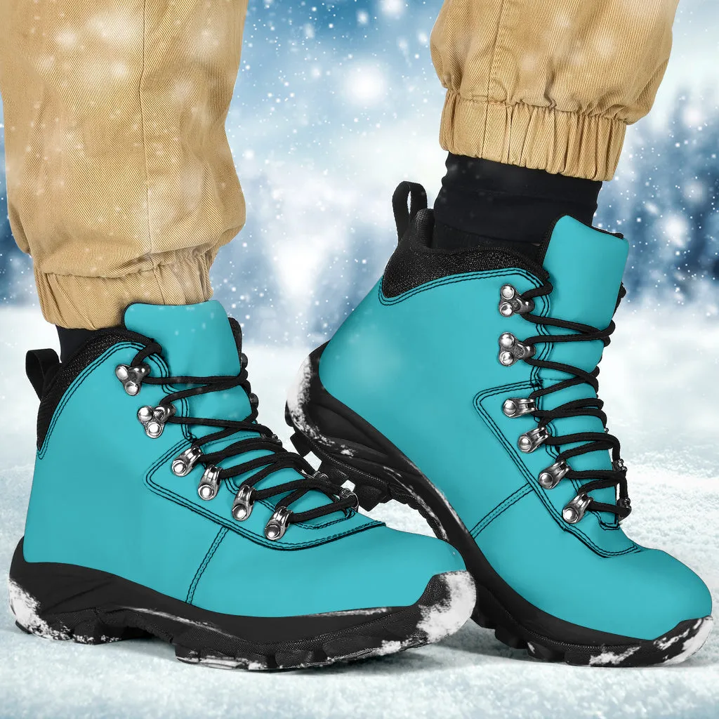 Bright Turquoise Blue Women's Alpine Boots Leather Zip Boots