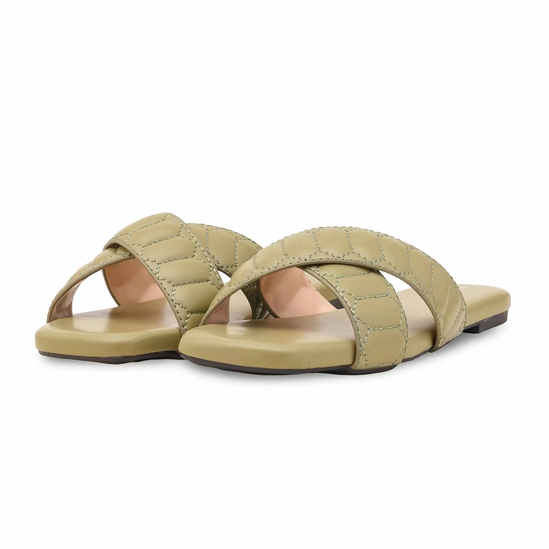 Olive Formal Slipper For Women FR8460 Funky Slippers