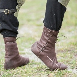 Medieval Boot Men Fashion Lace Up Vintage Lace Up Boot Renaissance Knight Viking Leather Boot Armor Cosplay Costume Best Rain Boots For Walking