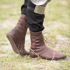 Steel Toe Muck Boots Medieval Boot Men Fashion Lace Up Vintage Lace Up Boot Renaissance Knight Viking Leather Boot Armor Cosplay Costume