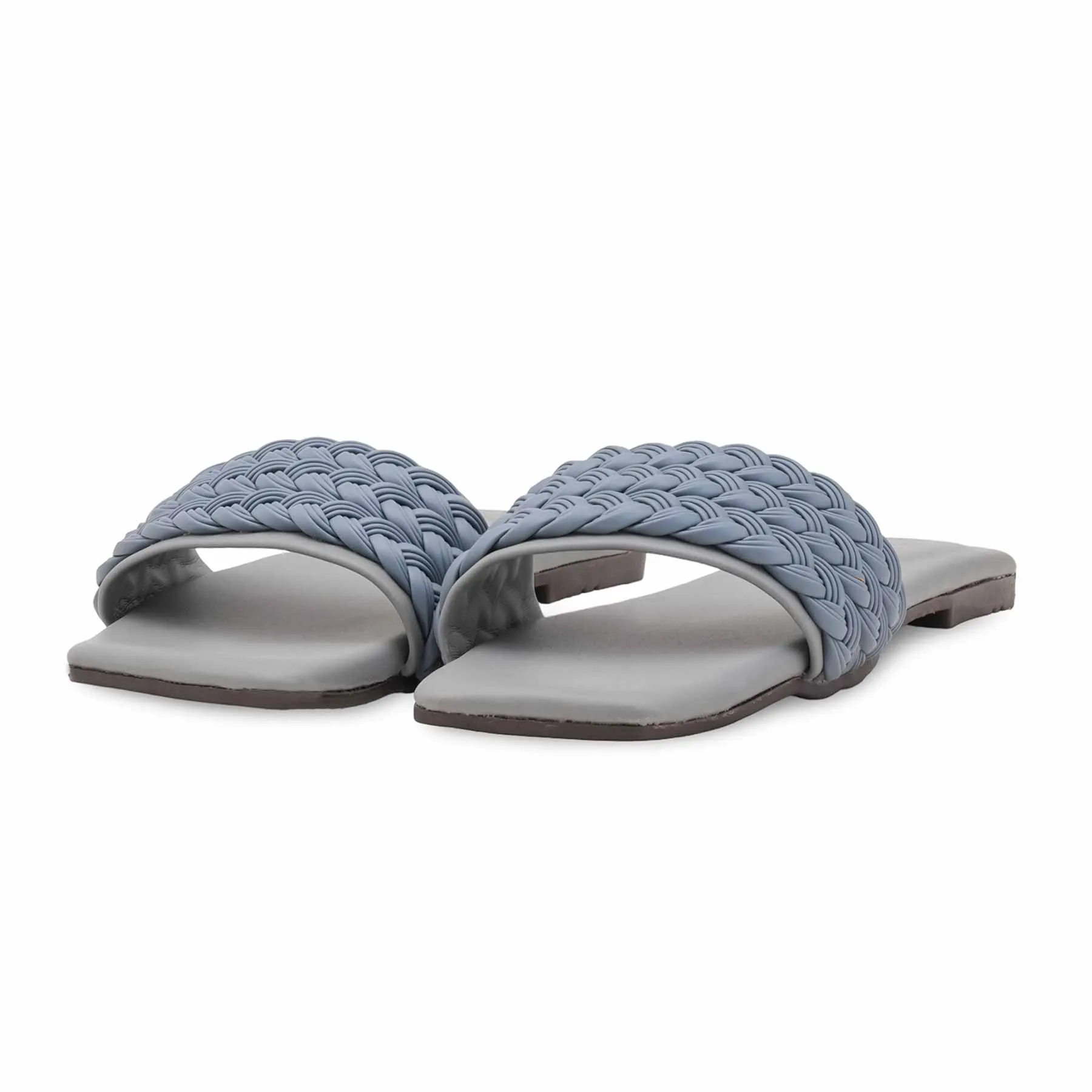 Grey Casual Slipper For Ladies CL2226 Leather Mule Slides