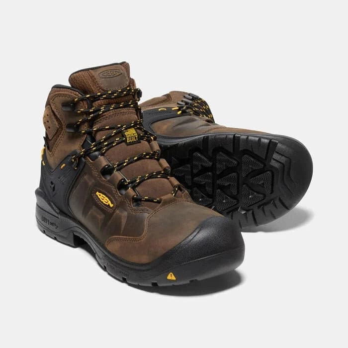 Best Flexible Work Boots KEEN Utility Men's 6" Dover Waterproof Brown Carbon Fiber Toe Work Boot