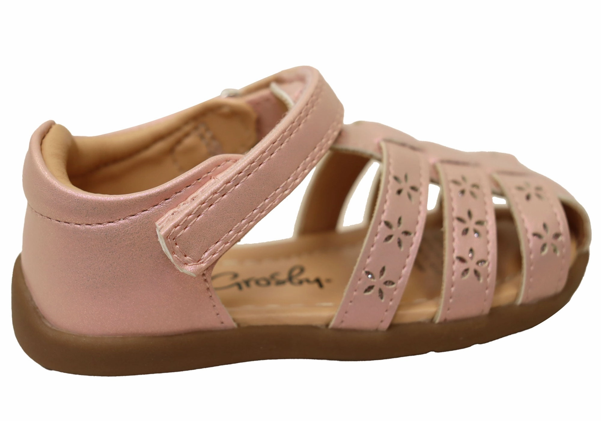 Grosby Lara Baby Toddler Kids Girls Kids Sandals Pink Shimmer Naked Feet Sandals