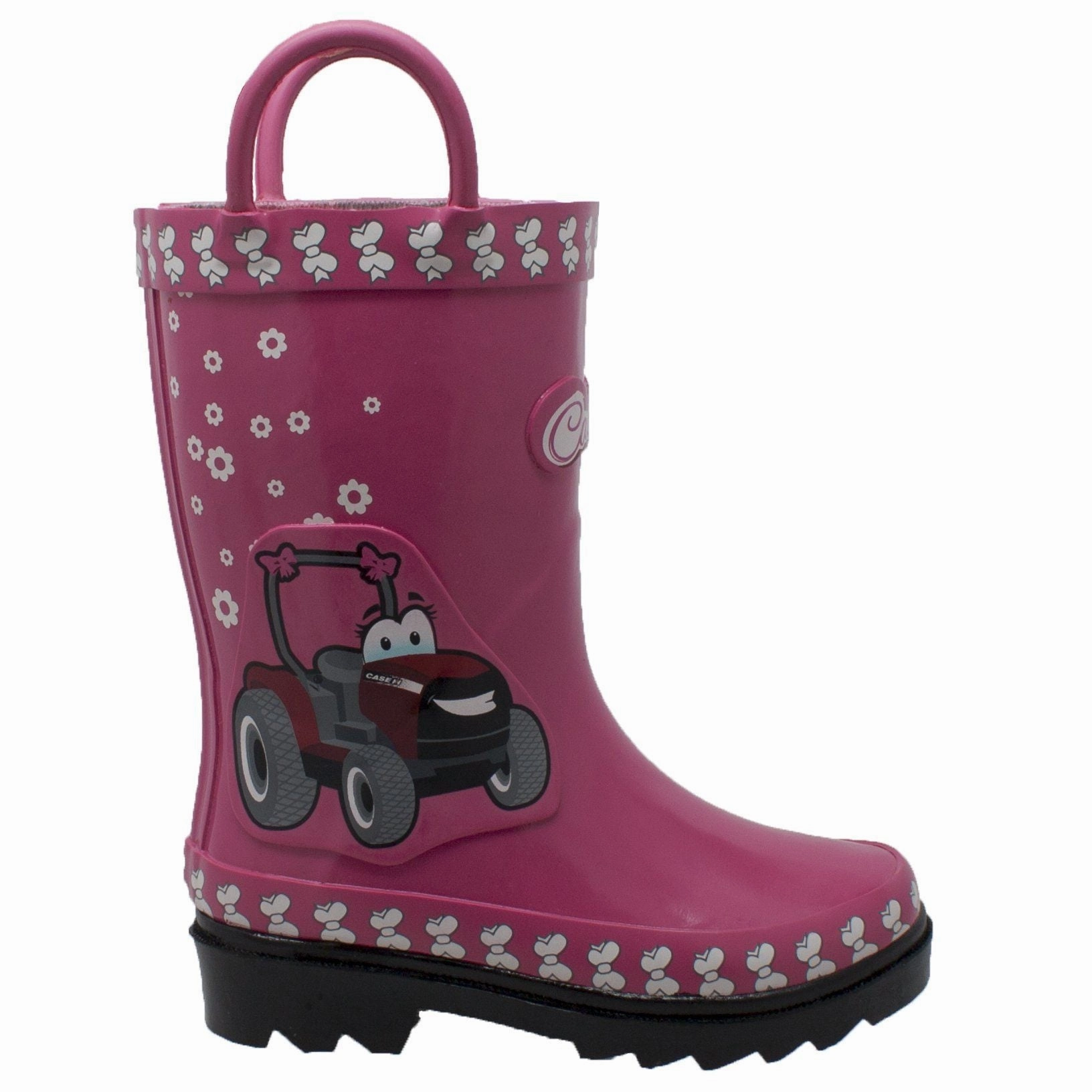 Boots With Style Children's 3D Tractor Pink Rain Rubber Boots