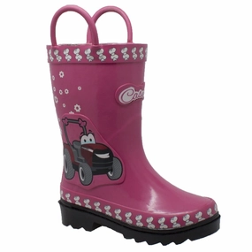 Chelsea Boots Outfit Children's 3D Tractor Pink Rain Rubber Boots