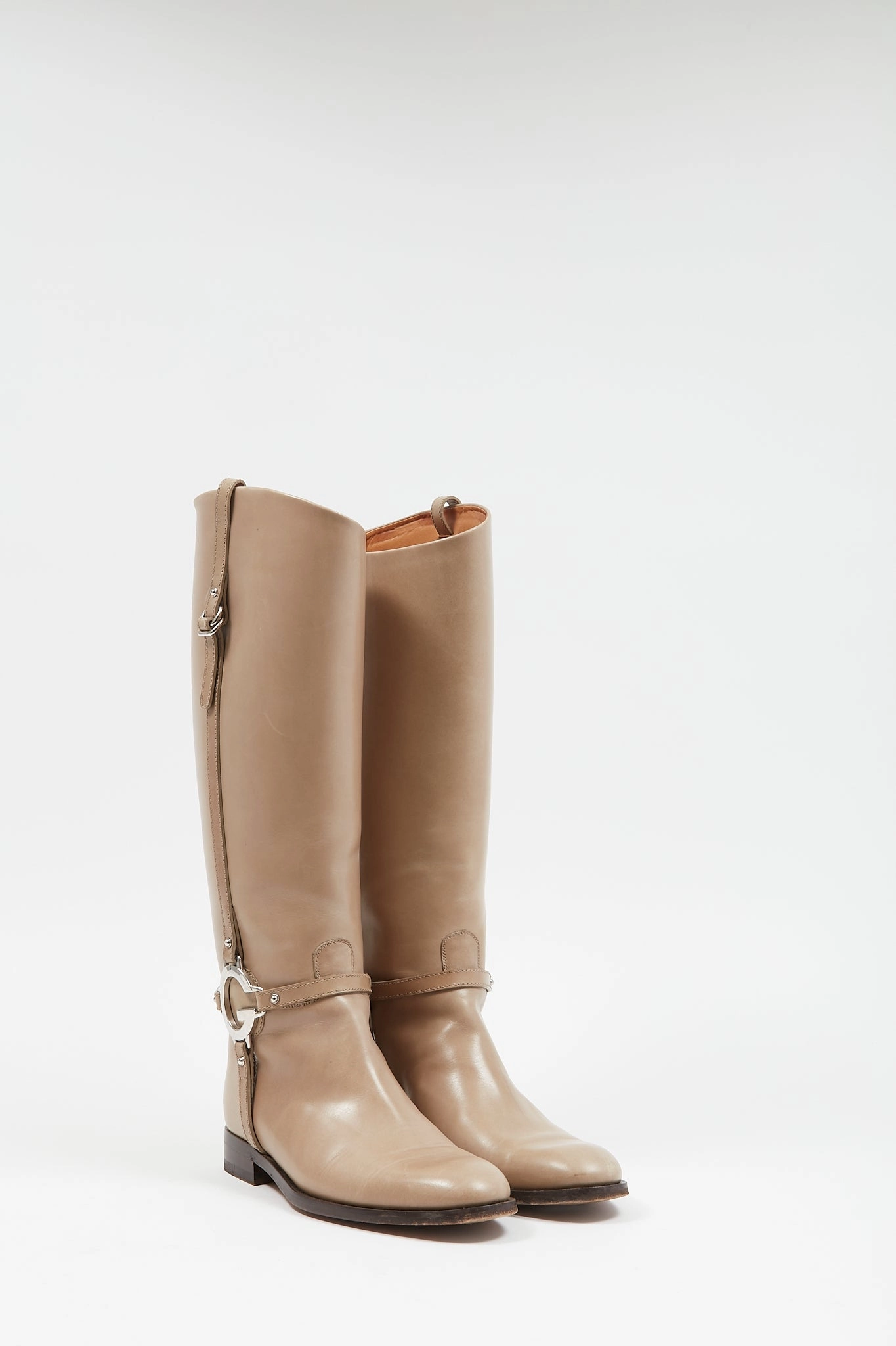 Gucci Taupe Smooth Leather G Riding Boots - 37.5 Stan Adidas Shoes