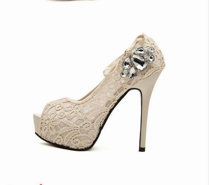 Hand Made High Heels Fish Toe Lace Sexy Wedding Bridal Shoes, S037 Asics Gt 2010 Running Shoe