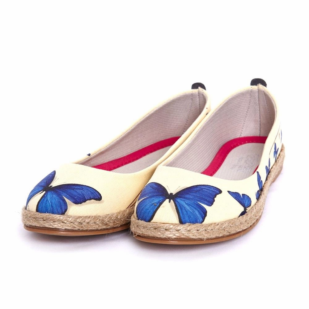 Power Base Blue Butterfly Ballerinas Shoes FBR1198