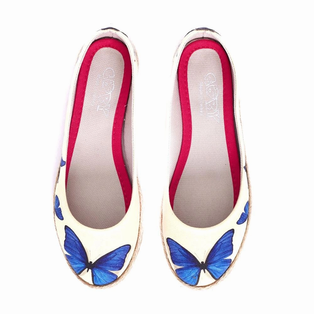 Blue Butterfly Ballerinas Shoes FBR1198 Clean White