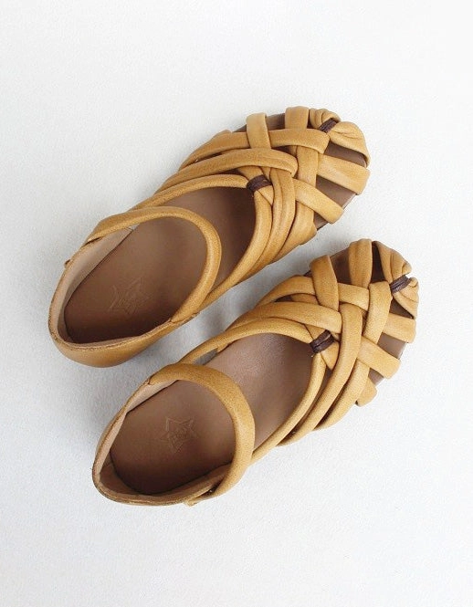 Best Shoe Support For Flat Feet Handmade Retro Leather Woven Fisherman Sandals 35-41