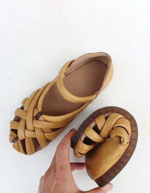 Most Comfortable Flat Shoes With Support Handmade Retro Leather Woven Fisherman Sandals 35-41