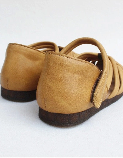 Slingback Flat Shoes Uk Handmade Retro Leather Woven Fisherman Sandals 35-41