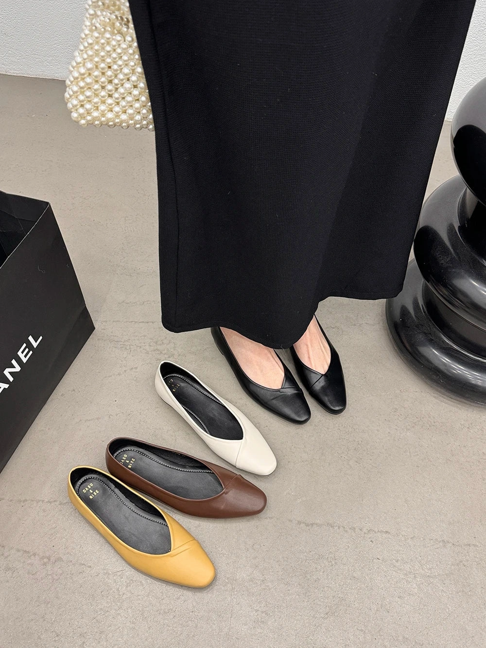 binfenxie  -  Casual Women Loafers Autumn Dress Shoes Low Heeled Black Beige Brown Yellow Casual Slides Mules Shoes Woman Ballte Dance Mules Slone Loafers