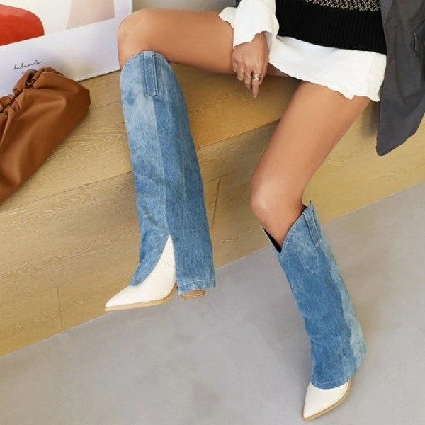 Adidas Shoes Customize Online Purpdrank - Blue Casual Patchwork Pointed Out Door Shoes (Heel Height 3.74in)