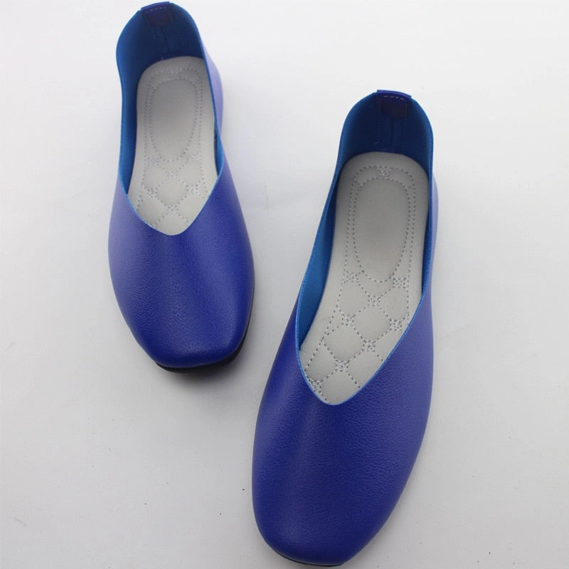 Big Size Women Flats Candy Color Shoes Woman Loafers Square Toe Spring Autumn Flat Casual Shoes Comfortable Plus Size 35-42 Penny Loafers In Spazzolato Leather