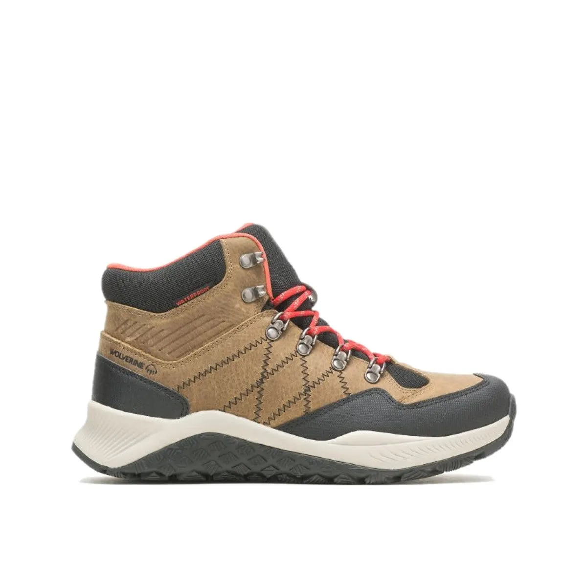 WOLVERINE W880371-EW LUTTON HIKER WP MN'S (Extra Wide) Gravel Leather Hiking Boots Durable Grip Work Ready