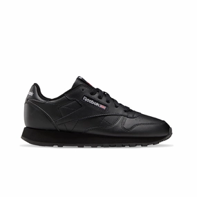 REEBOK 100010470 (GZ6094) CL LTHR JR'S (Medium) Black/Black Leather Lifestyle Shoes Casual Performance