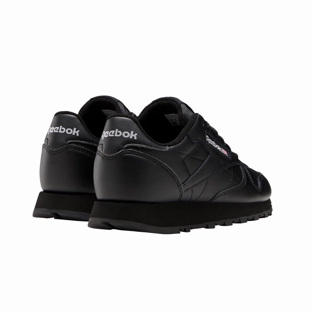 REEBOK 100010470 (GZ6094) CL LTHR JR'S (Medium) Black/Black Leather Lifestyle Shoes Pose Time Air Flow