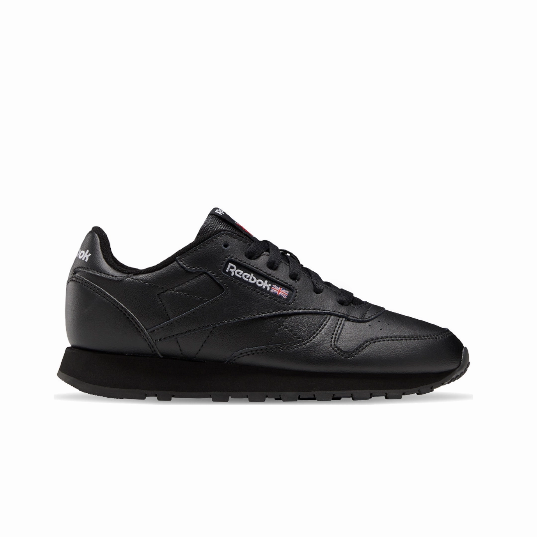 REEBOK 100010470 (GZ6094) CL LTHR JR'S (Medium) Black/Black Leather Lifestyle Shoes Fancy kids' clothing
