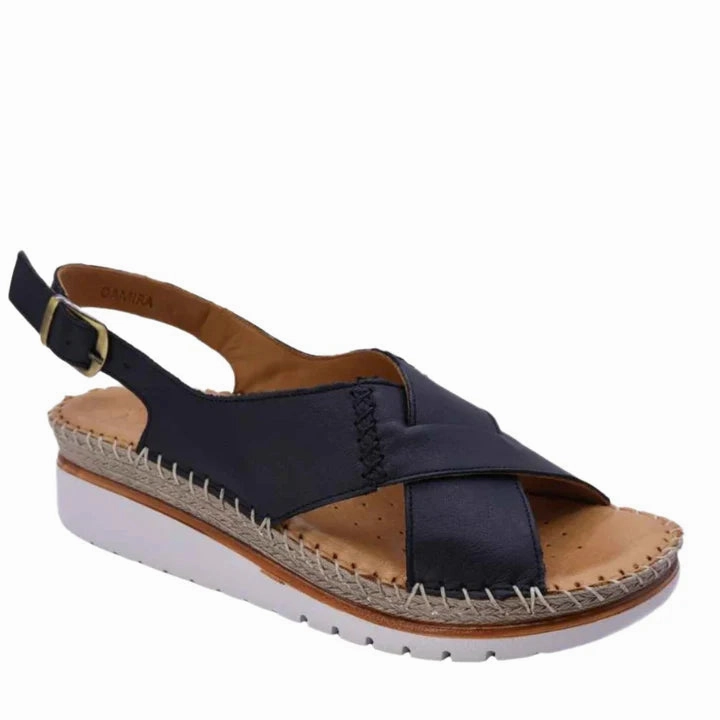 Travel sandals Sala Oamira ~ Coconut ~ Black ~ Leather
