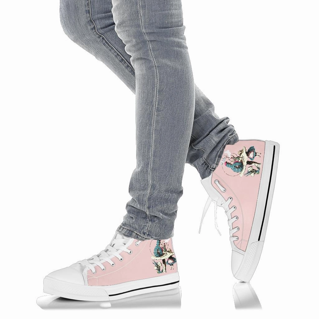 High Top Sneakers - Alice in Wonderland Gifts #41 White/Pink | Birthday Gifts, Gift Idea, Custom Sneakers Women, Custom Women's Sneakers Dress Shoes Derby