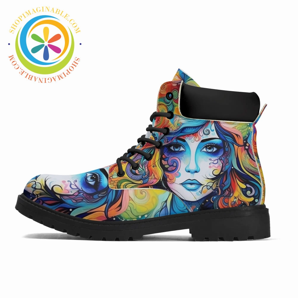 Work Boots With Ice Cleats Hippy Psychedelic Women's Boots