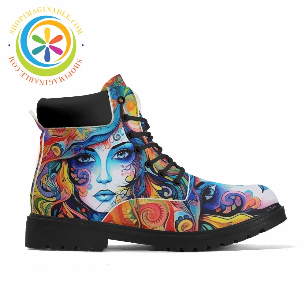 Breathable Lightweight Work Boots Hippy Psychedelic Women's Boots