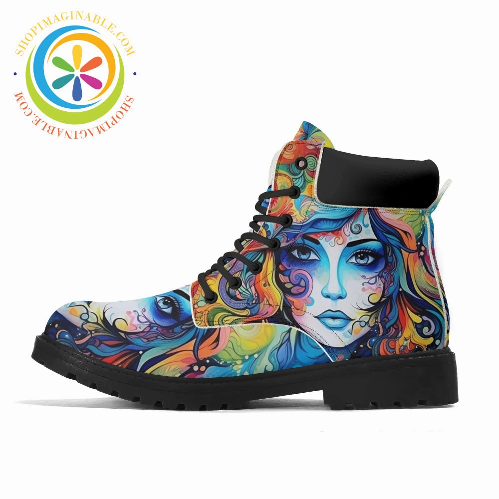 Hippy Psychedelic Women's Boots Chemical Proof Work Boots