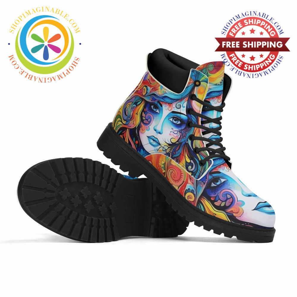 Hippy Psychedelic Women's Boots Puncture Resistant Work Boots