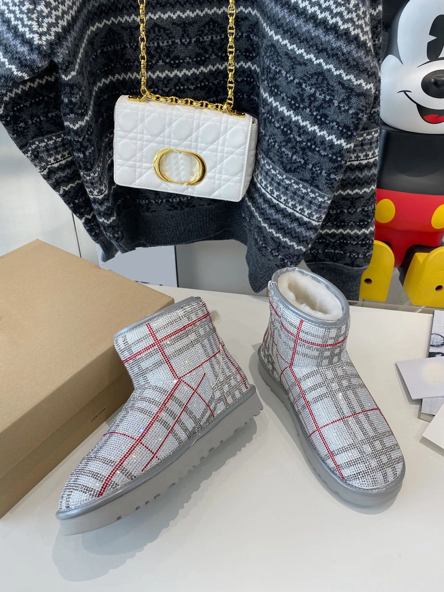 hot drill check fleece fur snow boots casual shoes women warm winter high quality 35-40 Black Fur Snow Boots